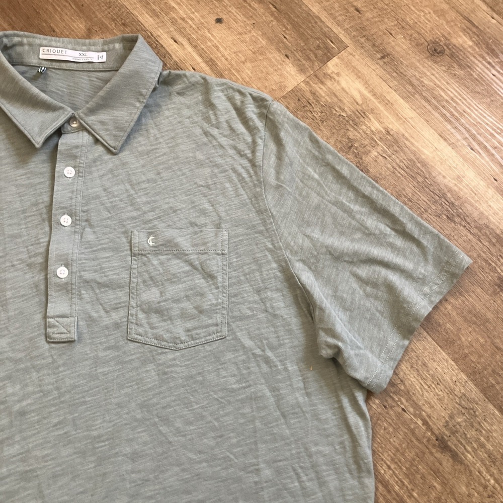 Criquet Polo Shirt Mens 2XL XXL Upland Cotton Casual Pocket Green Short Sleeve